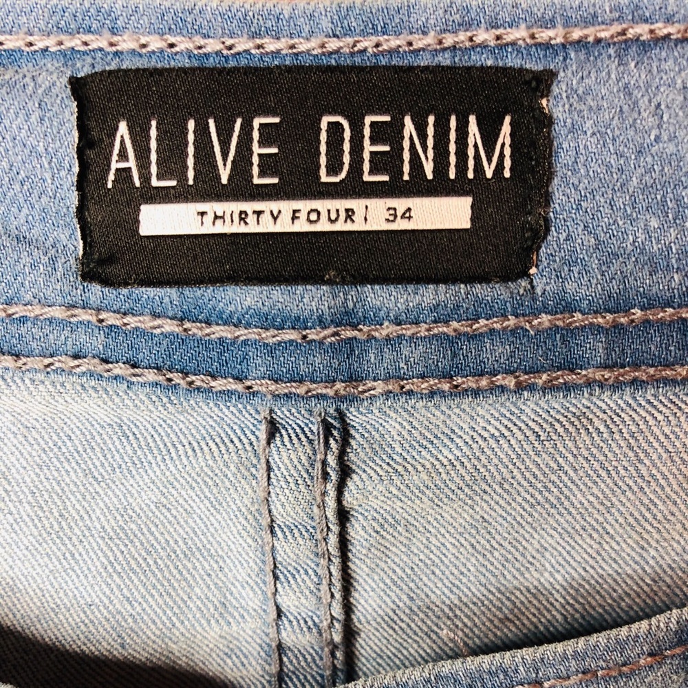 Alive Denim Destroyed Biker Jeans - Picture 3 of 6